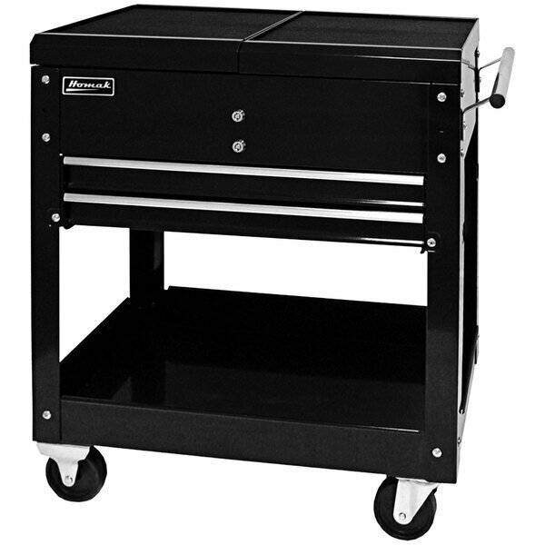 Homak Pro Series 27'' Black 2-Drawer Slide Top Service Cart BK06022704 571BK06022704